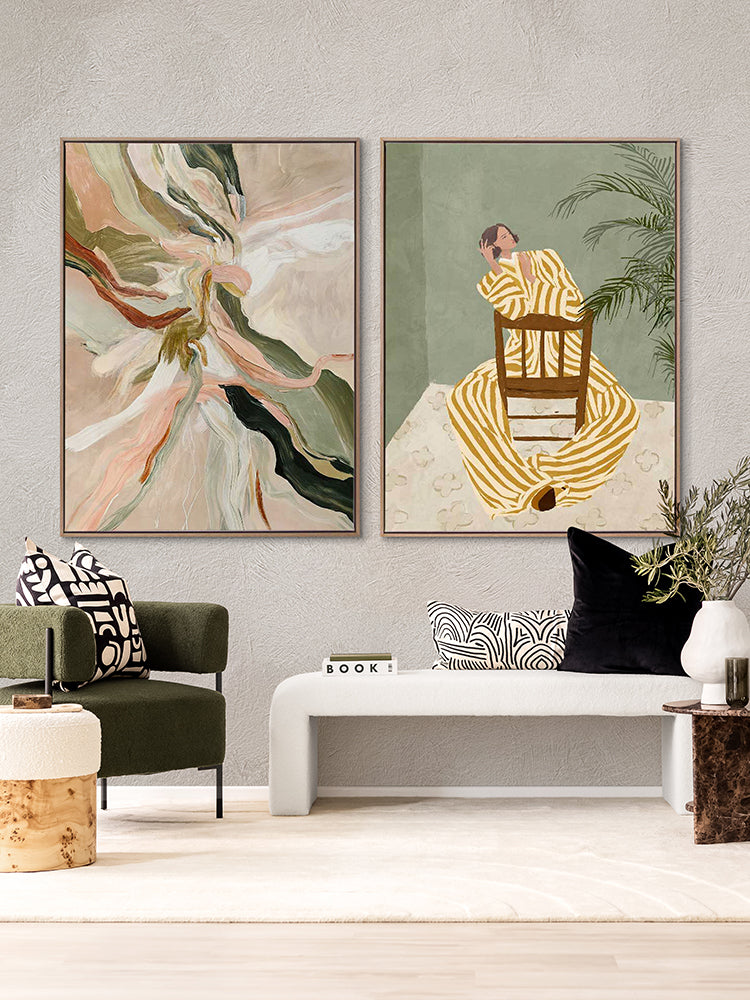 Thessy - Oak Box Frame Canvas - 90x120 - Portrait