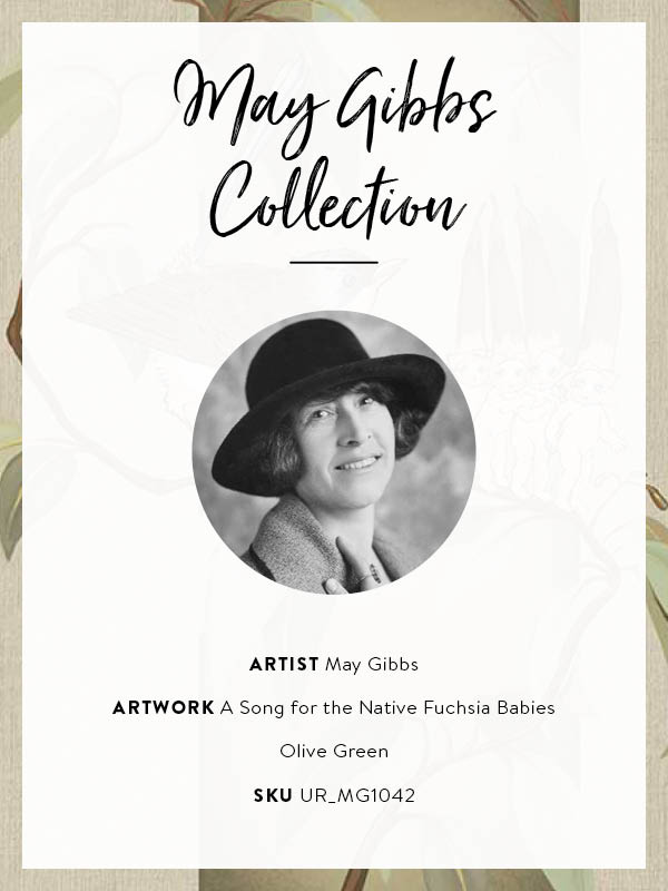 A Song for the Native Fuchsia Babies Olive Green Framed Art Print