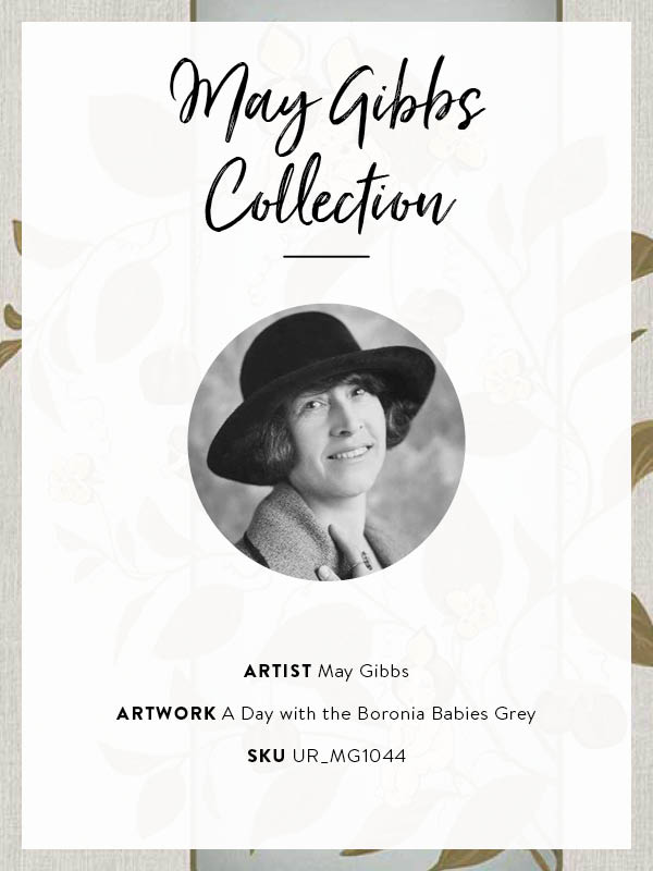 A Day with the Boronia Babies Grey Unframed Art Print