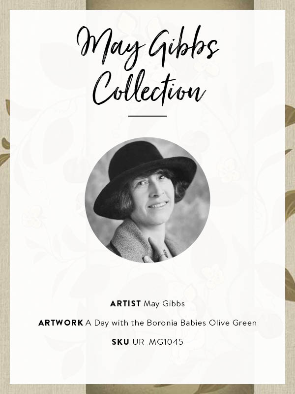 A Day with the Boronia Babies Olive Green Unframed Art Print