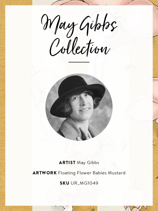 Floating Flower Babies Mustard Canvas Art Print