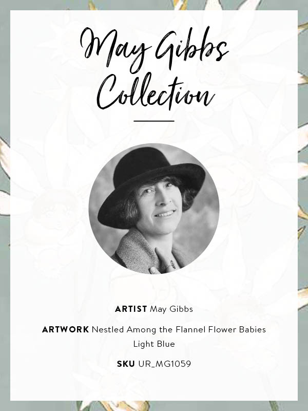 Nestled Among the Flannel Flower Babies Light Blue Unframed Art Print