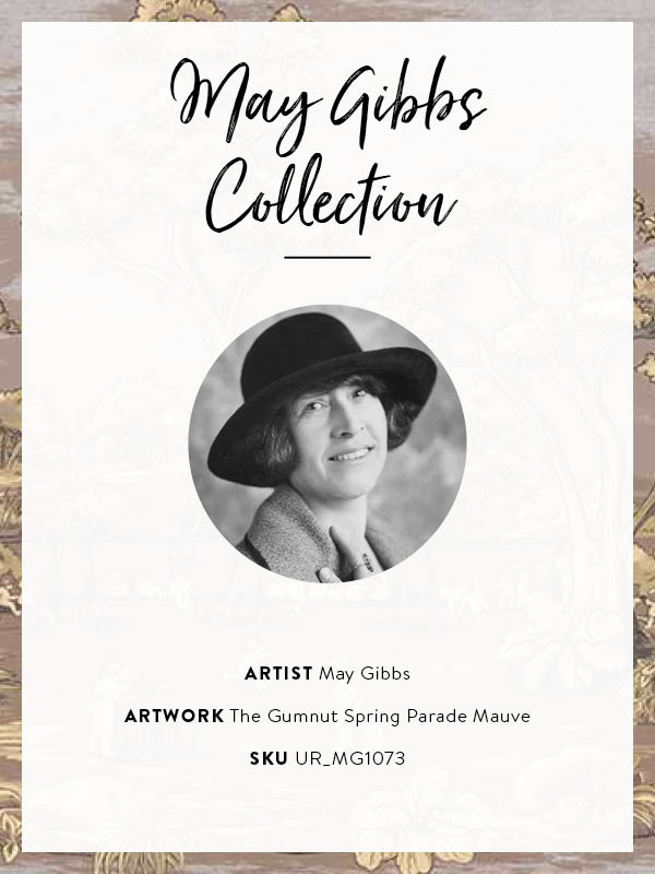 The Gumnut Spring Parade Mauve Unframed Art Print