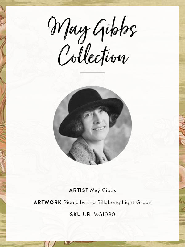 Picnic by the Billabong Light Green Unframed Art Print