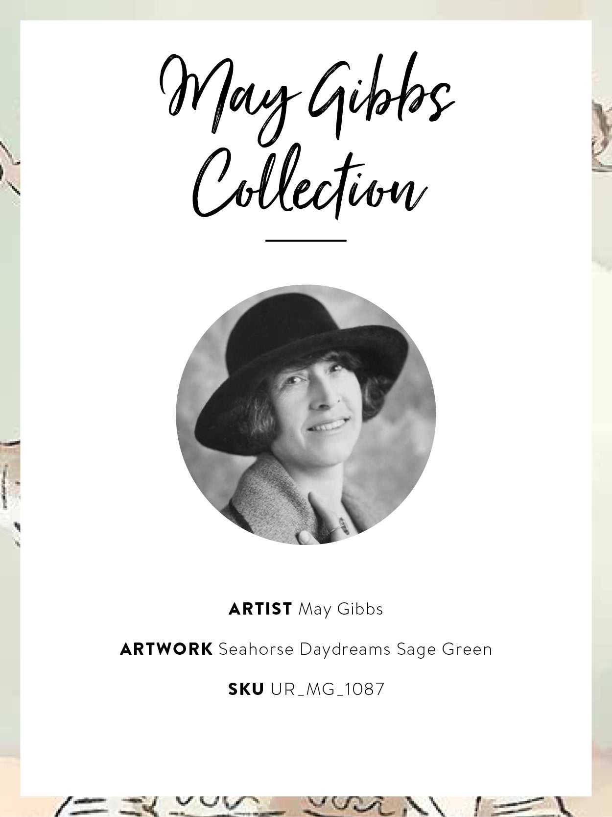 Seahorse Daydreams Sage Green Framed Art Print