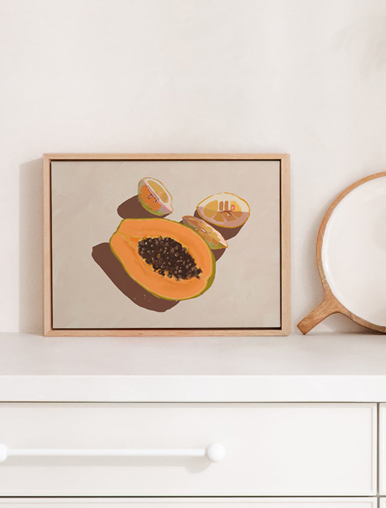 Oh my Papaya! - Oak Box Frame Canvas - 22.5x30 - Landscape
