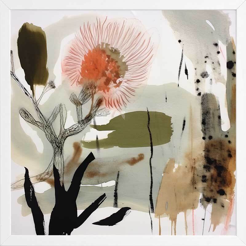 Aussie Florals Orange I Framed Art Print