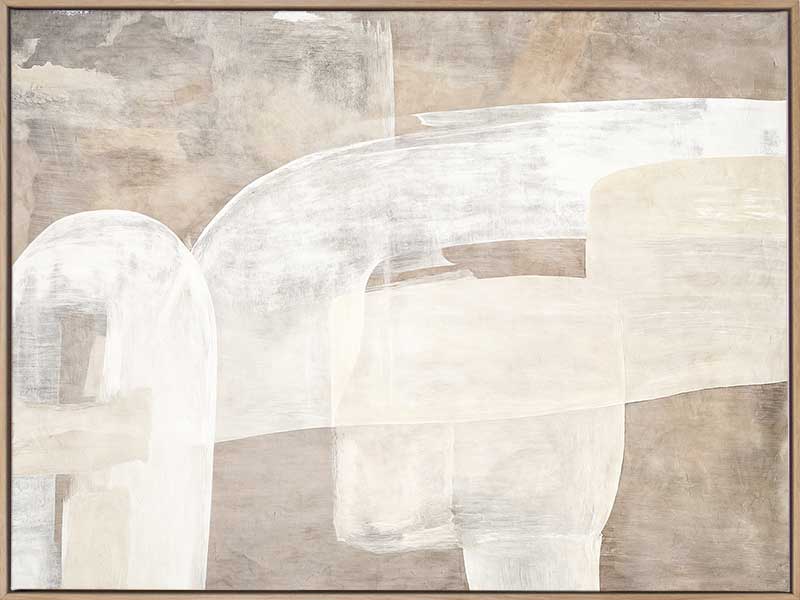Minimalist abstract wall art featuring beige, ivory, and grey tones with gentle geometric shapes and textures for tranquil interiors.