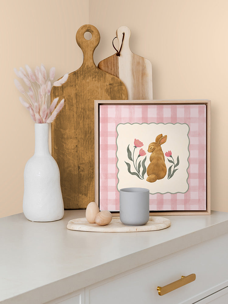 Brown Bunny Pink Canvas Art Print | Lifestyle