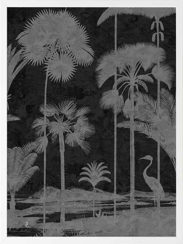 Shadow Palms Black and White II Framed Art Print