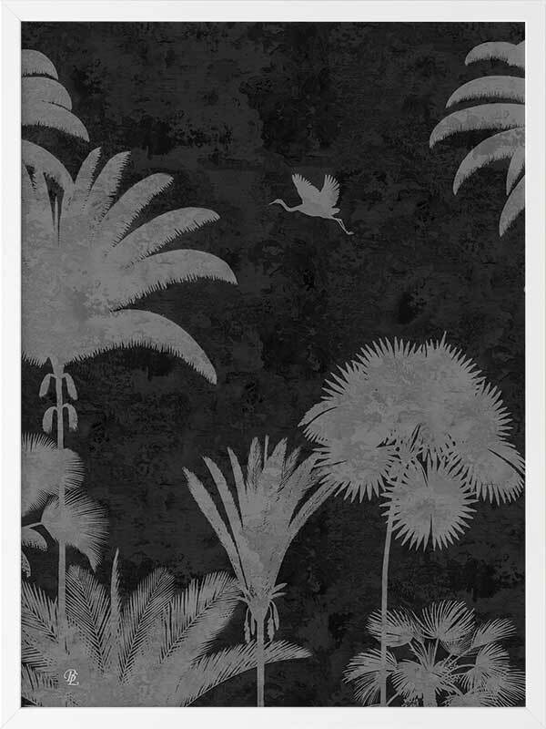 Shadow Palms Black and White III Framed Art Print