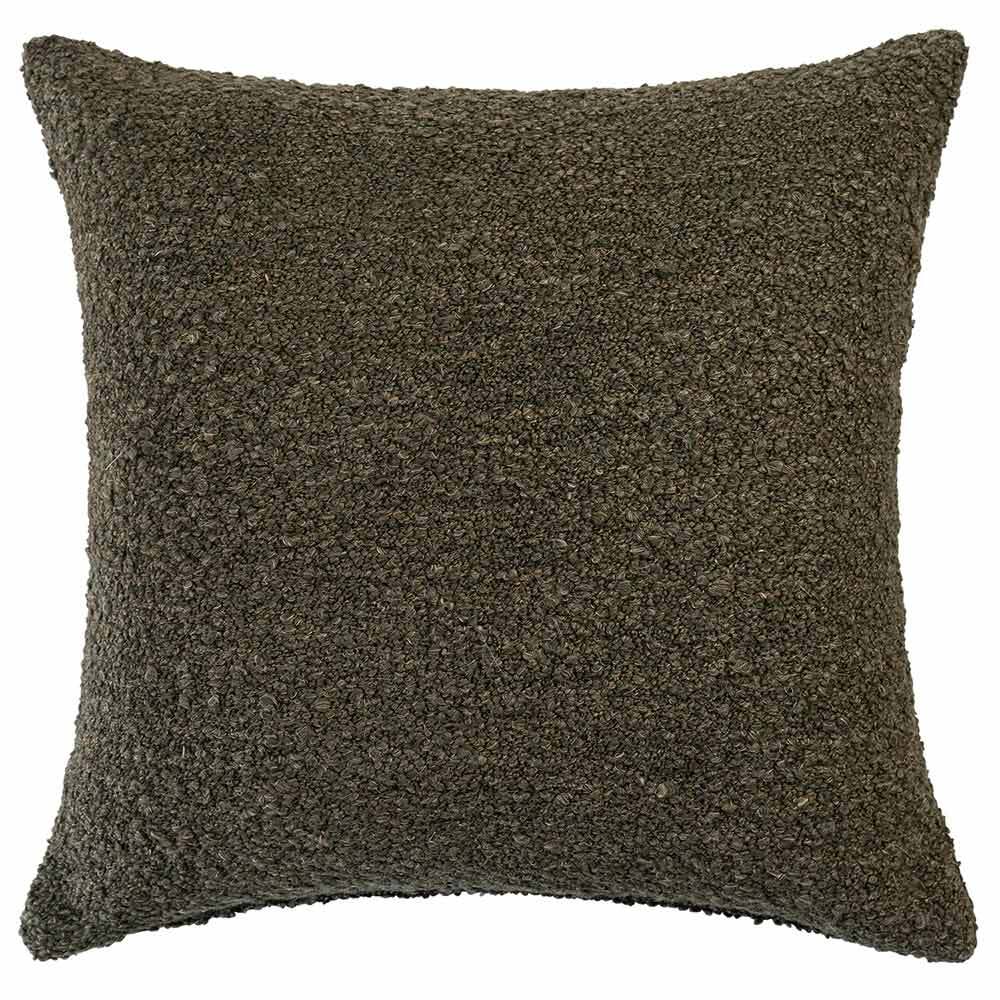 The Urban Road Virella Square Green Cushion (50x50cm) features textured fabric and slightly pointed corners, inspired by Darren Palmer’s signature style. Shown against a white background, it adds a luxurious touch to any living space.