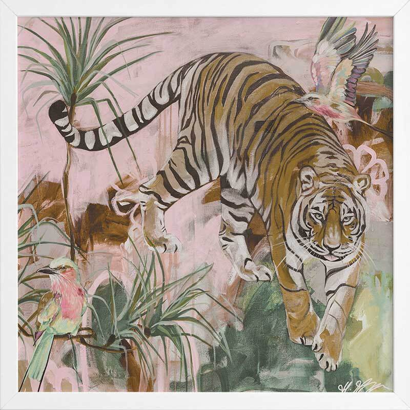 Jungle Boogie Pink Khaki Framed Art Print