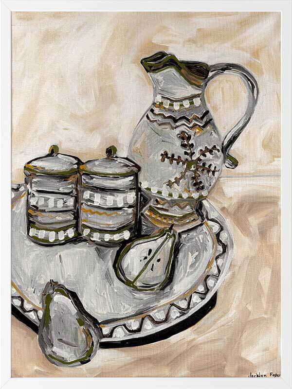 Still Life Tea Party Neutral Framed Art Print