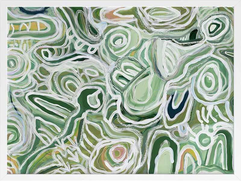 Message Sticks Green Framed Art Print