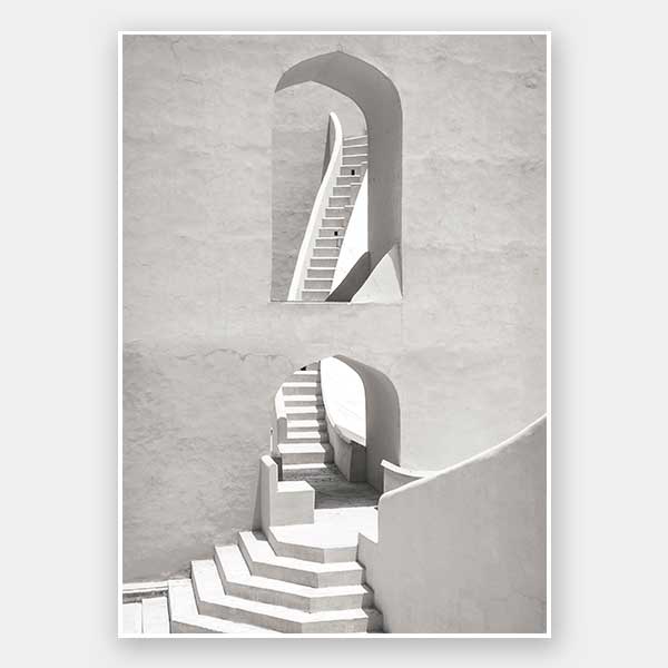 Winding Staircase Grey Unframed Art Print