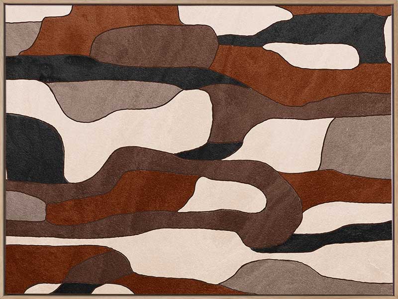 Wall art from the Tim Neve collection by Urban Road, showcasing camo-like organic shapes in earthy browns and soft neutrals.