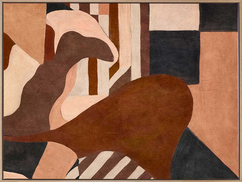 Wall art from the Tim Neve collection by Urban Road, showcasing curved terracotta forms and neutral shapes on a warm background.