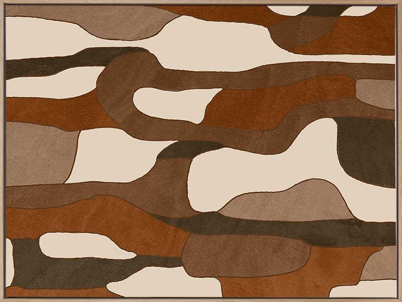Wall art from the Tim Neve collection by Urban Road, with light tan shapes and bold black lines in an abstract design.