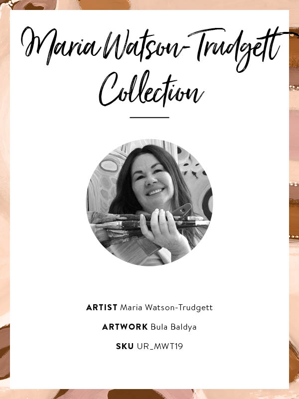 Soft pink and nude-toned composition with large oval forms, fine dotted trails, and stylised floral patterns. From the Maria Watson-Trudgett collection with Urban Road.