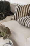 Rumi Striped Khaki Green Linen Cushion - 50X50cm | Lifestyle