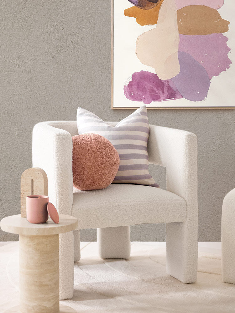 Rumi Striped Lilac Linen Cushion - 50X50cm | Lifestyle