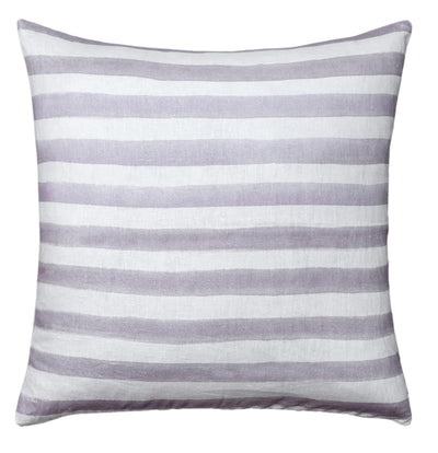 The Urban Road Rumi Striped Lilac Linen Cushion (50x50cm) features soft lilac and white stripes, a smooth linen texture, and a minimalist design—perfect for bringing understated elegance to your home decor.
