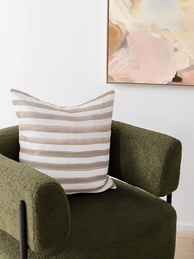Rumi Striped Nude Linen Cushion - 50X50cm | Lifestyle