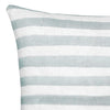 The Urban Road Rumi Striped Sage Green Linen Cushion (50x50cm) features horizontal sage green and white stripes on linen fabric, shown with a feather insert against a plain white background.