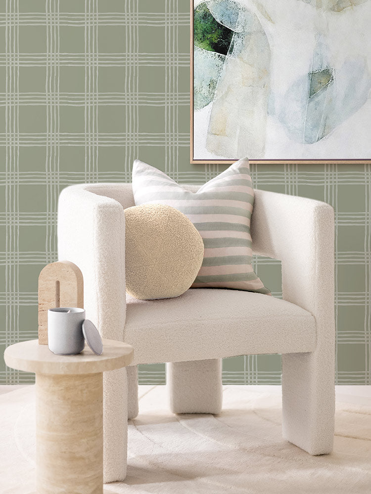 Rumi Striped Sage Green Linen Cushion - 50X50cm | Lifestyle