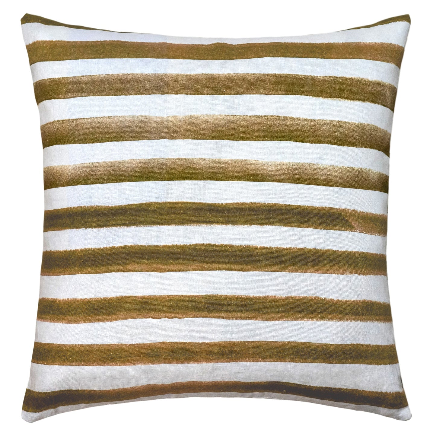 Rumi Striped Olive Green Linen Cushion - 50X50cm