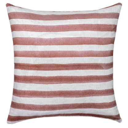 Rumi Striped Terracotta Linen Cushion With Feather Insert - 50X50cm