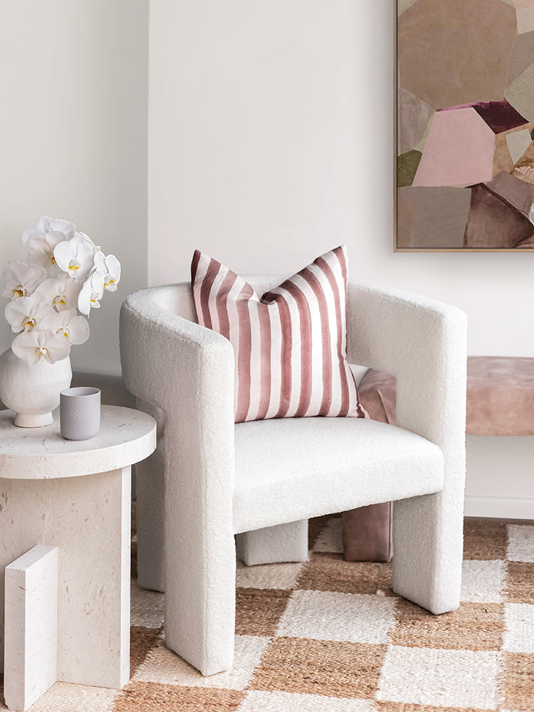 Rumi Striped Terracotta Linen Cushion - 50X50cm | Lifestyle