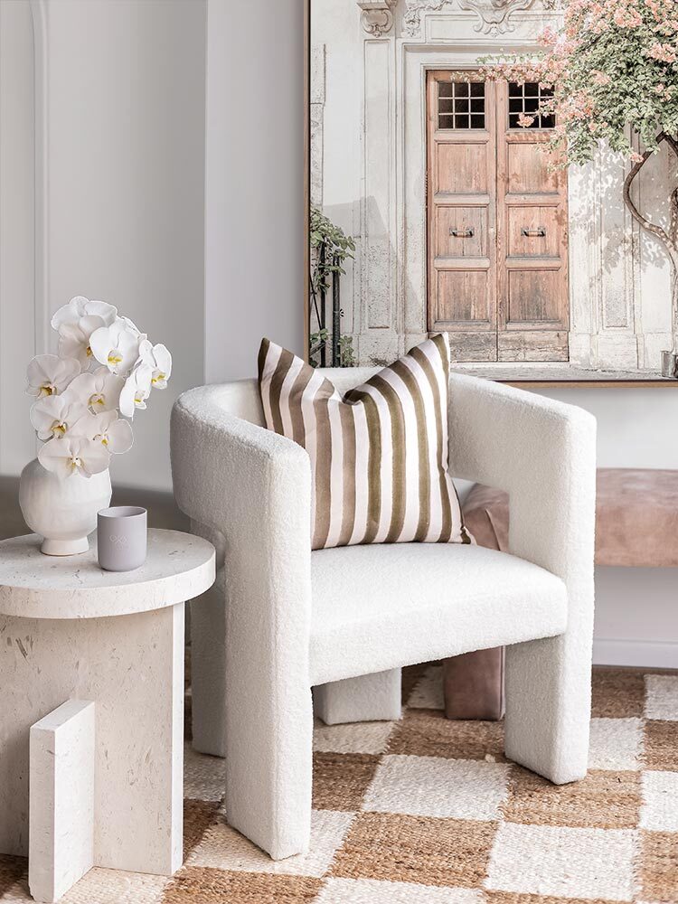 Rumi Striped Chocolate Linen Cushion - 50X50cm | Lifestyle