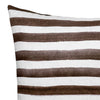 The Rumi Striped Chocolate Linen Cushion by Urban Road features horizontal brown and white stripes with a hand-painted effect, curved edges, and measures 50x50cm—a stylish accent for your home decor.
