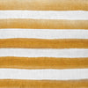 Add chic Scandinavian style to your space with the Urban Road Rumi Striped Mustard Linen Cushion With Feather Insert (50x50cm), featuring a white background and horizontal mustard yellow watercolor stripes.