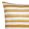 Add chic Scandinavian style to your space with the Urban Road Rumi Striped Mustard Linen Cushion With Feather Insert (50x50cm), featuring a white background and horizontal mustard yellow watercolor stripes.