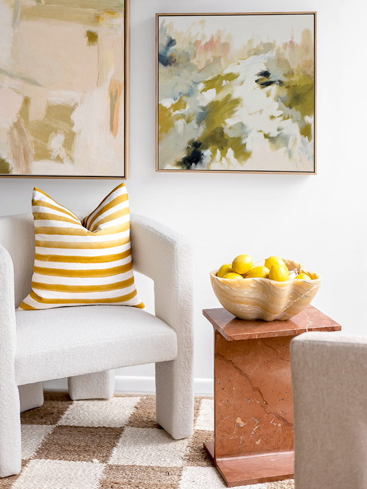 Rumi Striped Mustard Linen Cushion - 50X50cm | Lifestyle