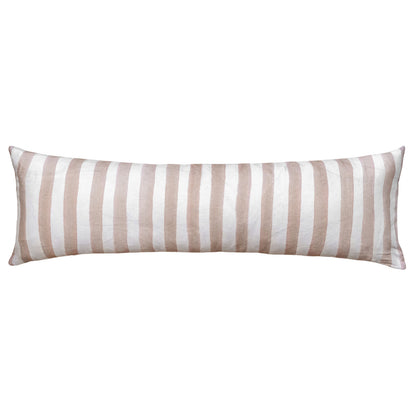 Ziggy Striped Nude Long Lumbar Linen Cushion - 90X30cm