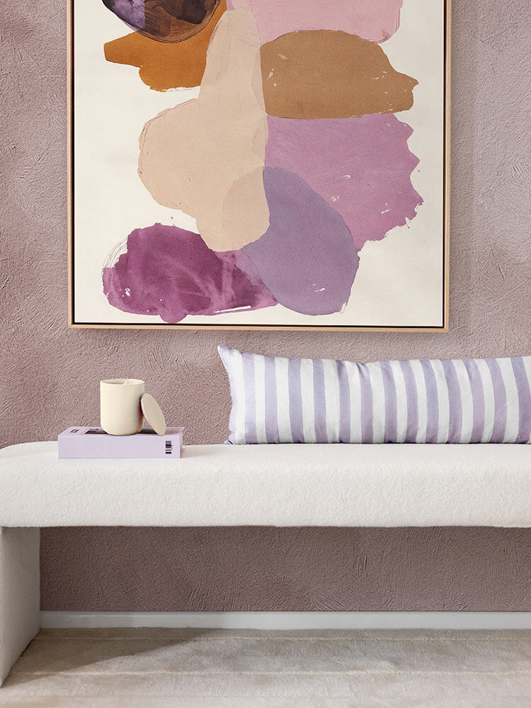 Ziggy Striped Lilac Long Lumbar Linen Cushion - 90X30cm | Lifestyle