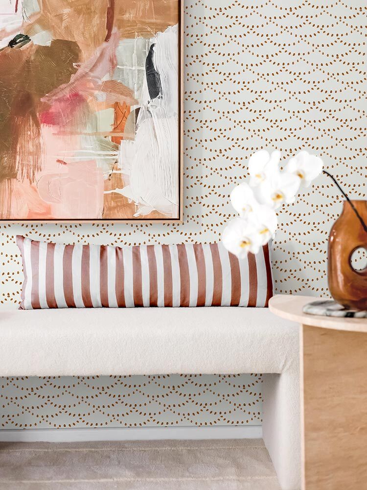 Ziggy Striped Terracotta Long Lumbar Linen Cushion - 90X30cm | Lifestyle