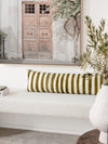 Ziggy Striped Olive Green Long Lumbar Linen Cushion - 90X30cm | Lifestyle
