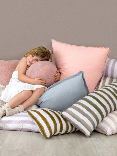 Ziggy Striped Chocolate Long Lumbar Linen Cushion - 90X30cm | Lifestyle