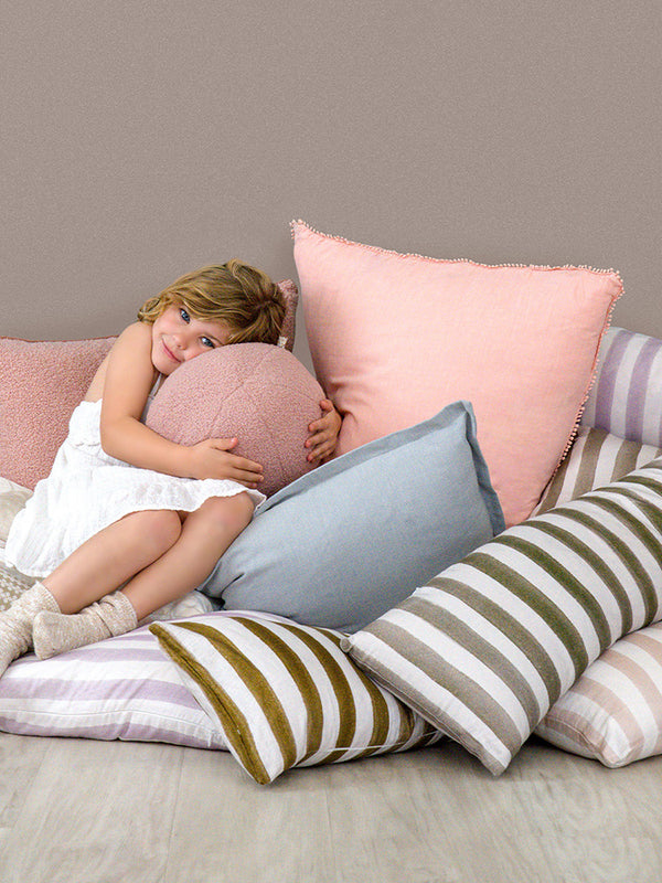 Ziggy Striped Chocolate Long Lumbar Linen Cushion - 90X30cm | Lifestyle