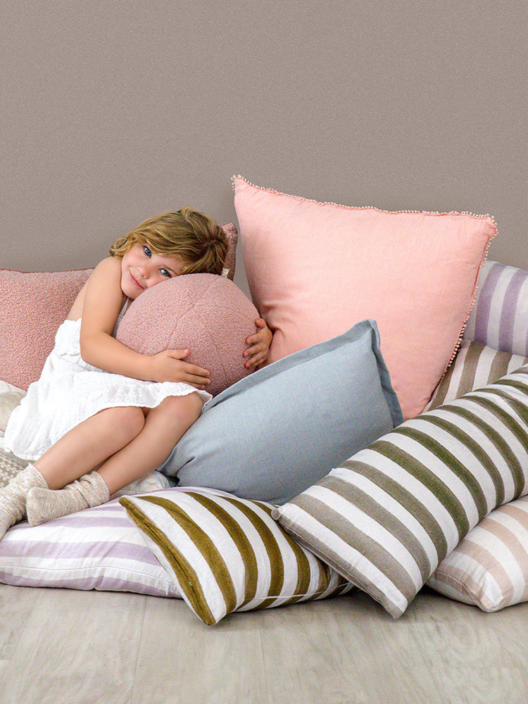 Ziggy Striped Chocolate Long Lumbar Linen Cushion - 90X30cm | Lifestyle