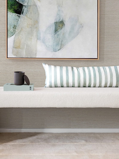 Ziggy Striped Sage Long Lumbar Linen Cushion - 90X30cm | Lifestyle