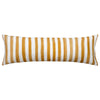 The Urban Road Ziggy Striped Mustard Long Lumbar Linen Cushion (90x30cm) features vertical mustard yellow stripes with white accents on its cover, displayed against a plain white background.