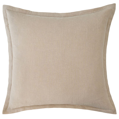 The Blair Beige Linen Cushion by Urban Road (50x50cm) features plain, smooth fabric and a subtle border—perfect for enhancing any space. Shown against a white background.