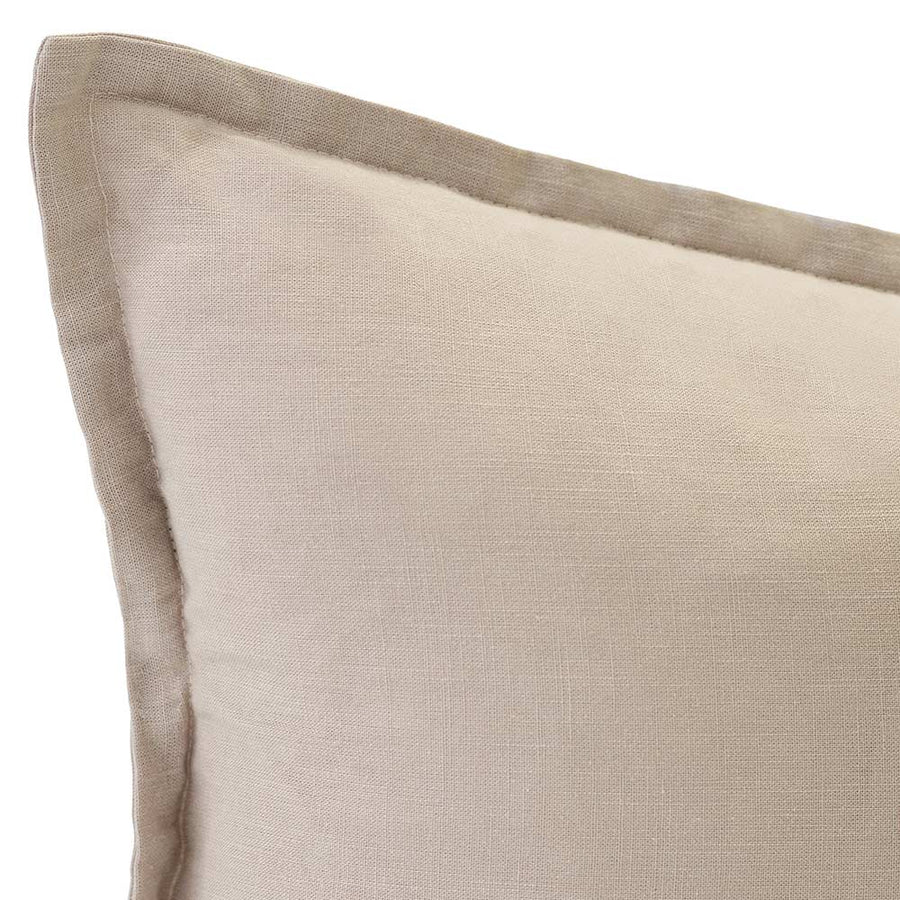The Blair Beige Linen Cushion by Urban Road (50x50cm) features plain, smooth fabric and a subtle border—perfect for enhancing any space. Shown against a white background.