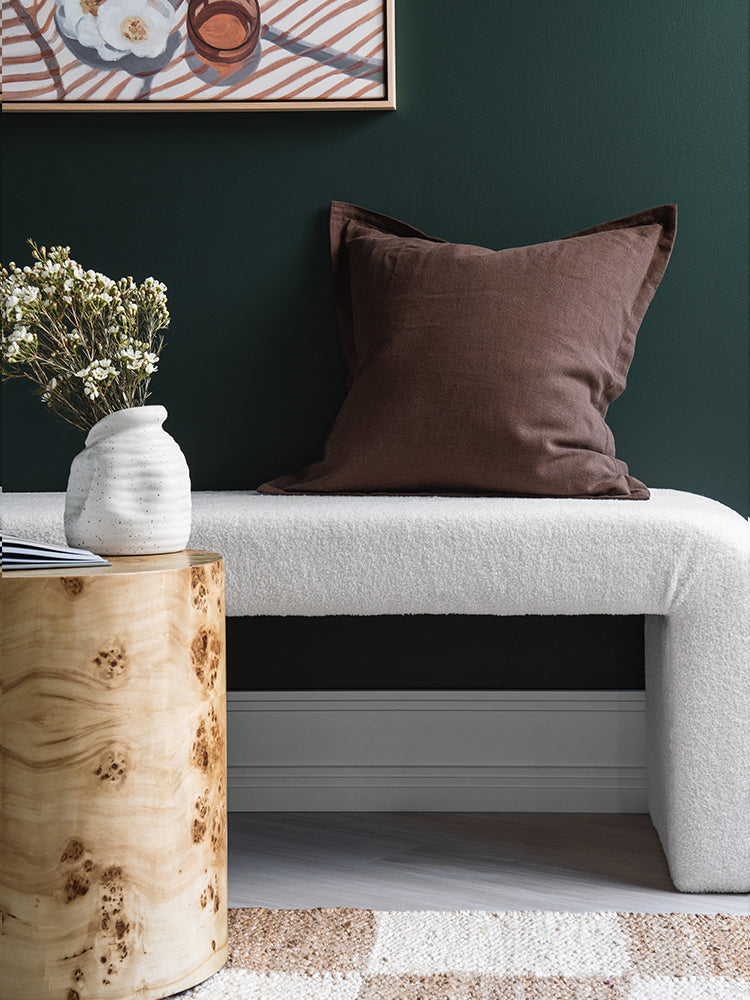 Blair Chocolate Linen Cushion - 50x50cm | Lifestyle